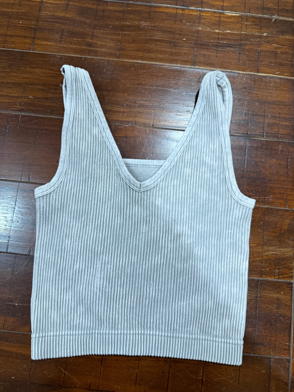 Gray Ribbed Tank Top